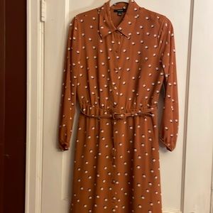 NEW Alfani Polka Dot Belted Shirtdress